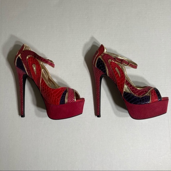 Bebe Clarissa Peeptoe Pumps Platform High Heels - Picture 4 of 12